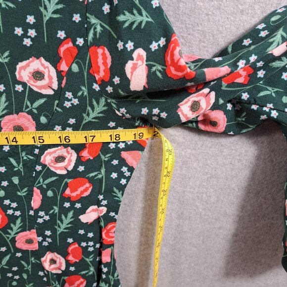 Matilda Jane Women XL Blouse Top Long Sleeve Green Pink Floral Button Up - Picture 4 of 9